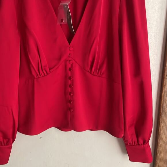 J.Crew Deep V-neck button-front top in satin-backed crepe - Picture 6 of 16